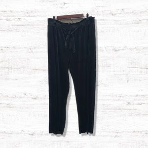 Soho Apparel Velvet Look Wide Leg Pleated Pants with Loose Pant Leg